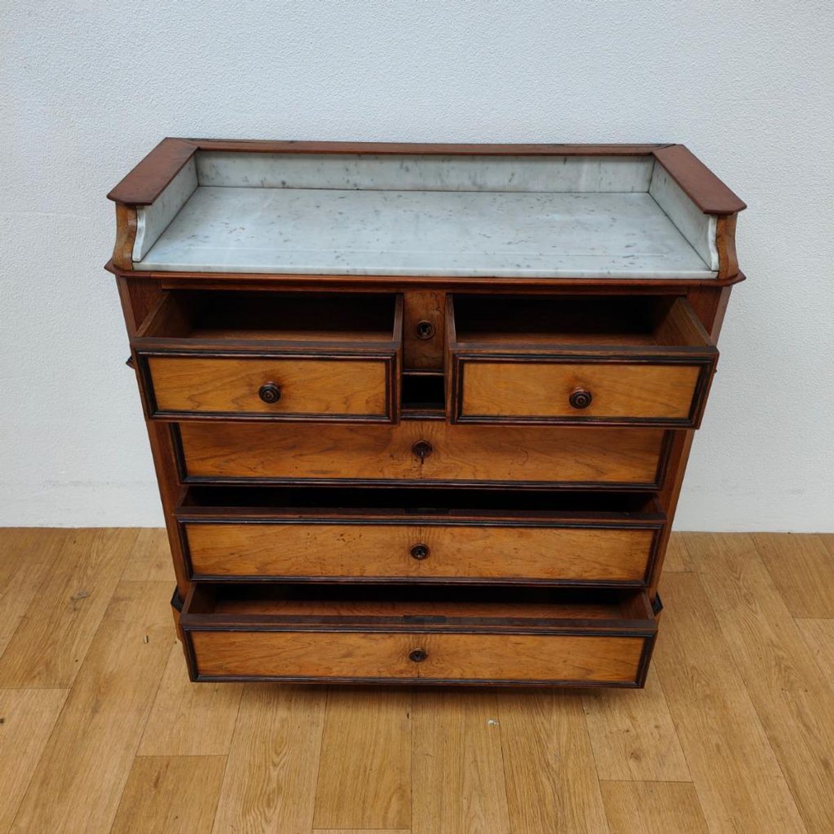 Vintage Frans Dressoir Commode Ladekast Met Marmer Blad 505 image 9