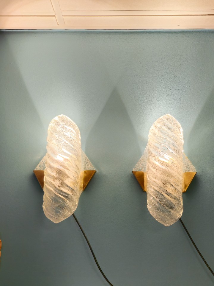 2X Vintage Hillebrand Wandlampen Wandlamp Glas Messing image 20