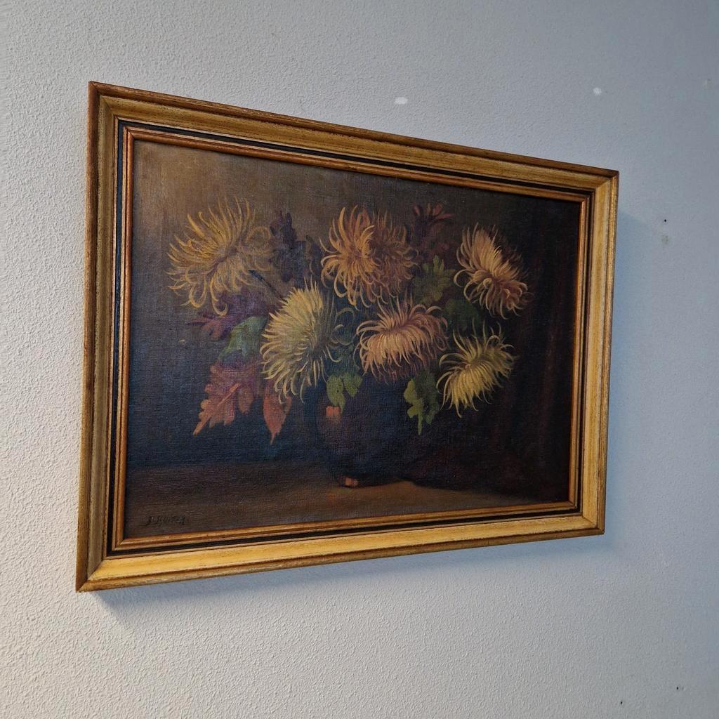 Olieverf Op Doek B Sluiter Schilderij Chrysanten Op Vaas image 3