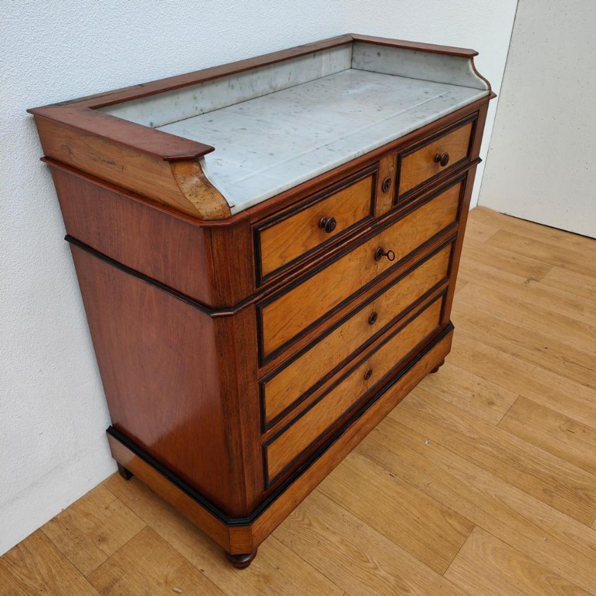 Vintage Frans Dressoir Commode Ladekast Met Marmer Blad 505 image 5