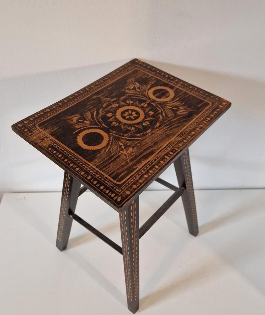 Vintage Krukje Houtsnijwerk Piëdestal Plantentafel image 4