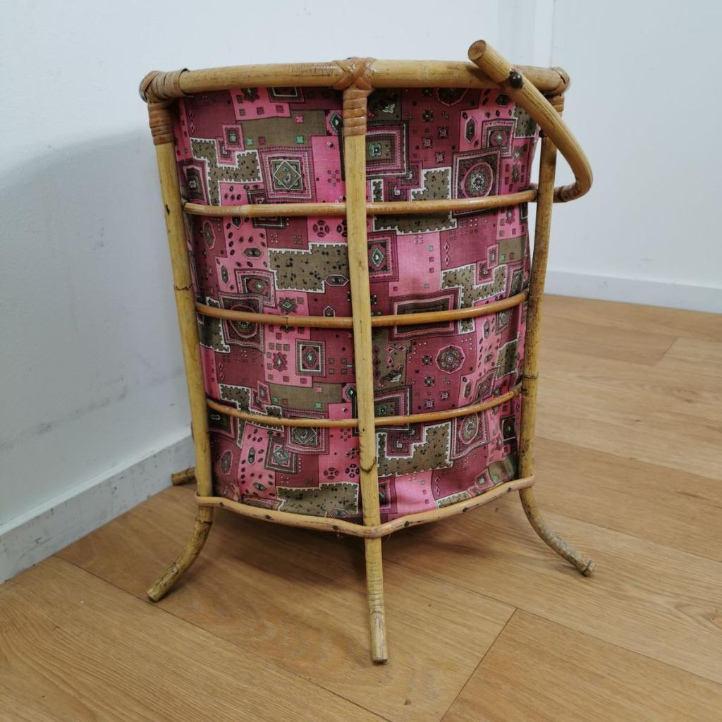 Vintage Wasmand, Opbergmand Prullenbak Van Bamboe image 5