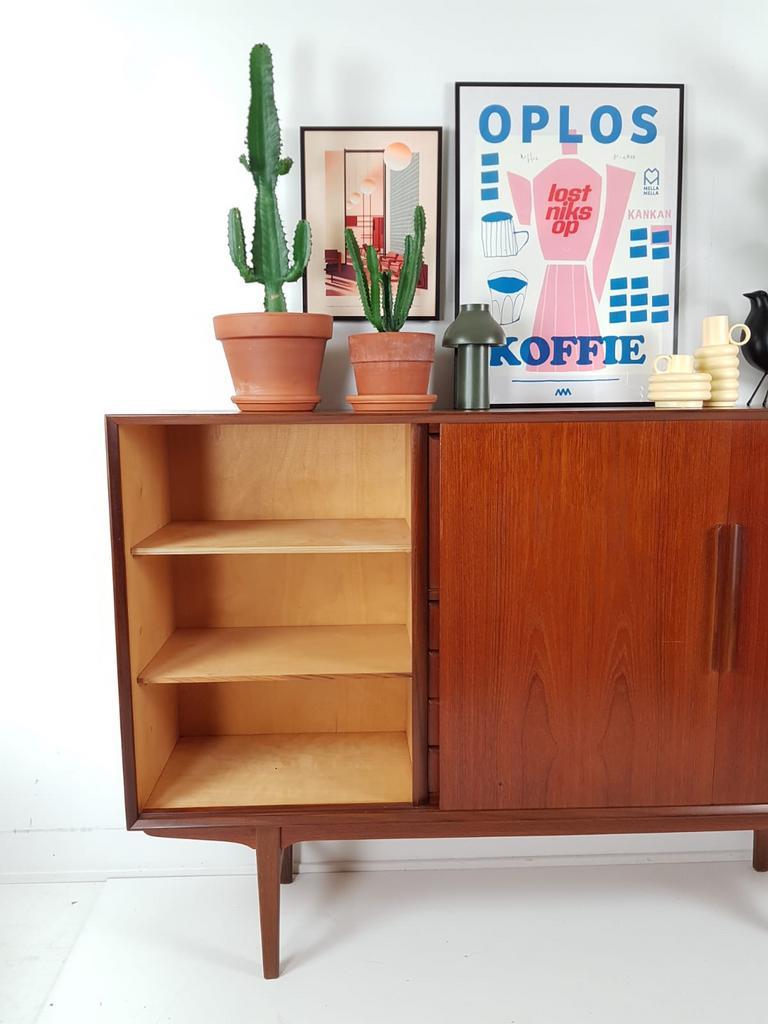 Vintage Teak Houten Wandkast | Buffetkast Deens Kast image 13