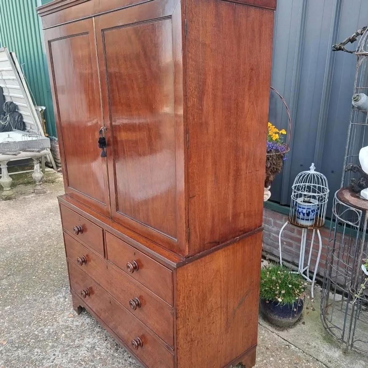 Antieke Engels Kabinet Mahonie Afm. 121x58cm En 195cm Hoog. image 2