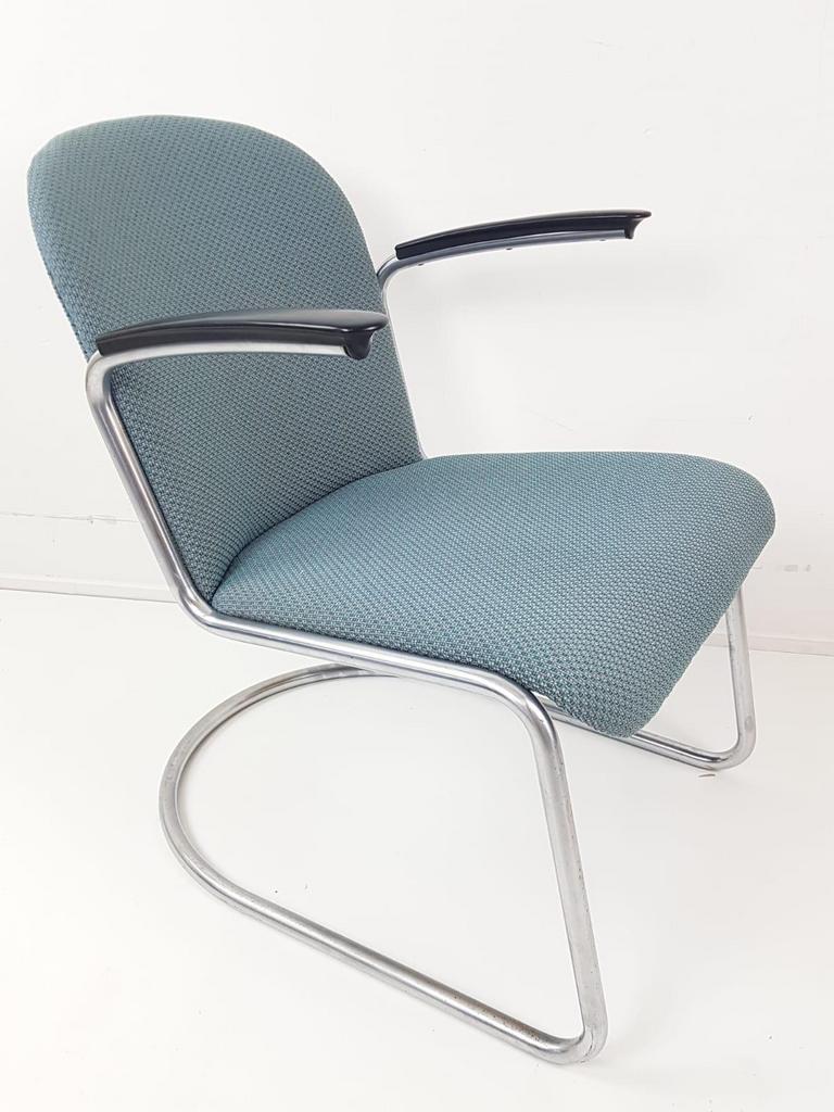 Gispen Fauteuil Model 413 Nieuw Gestoffeerd Grape Blauw image 4