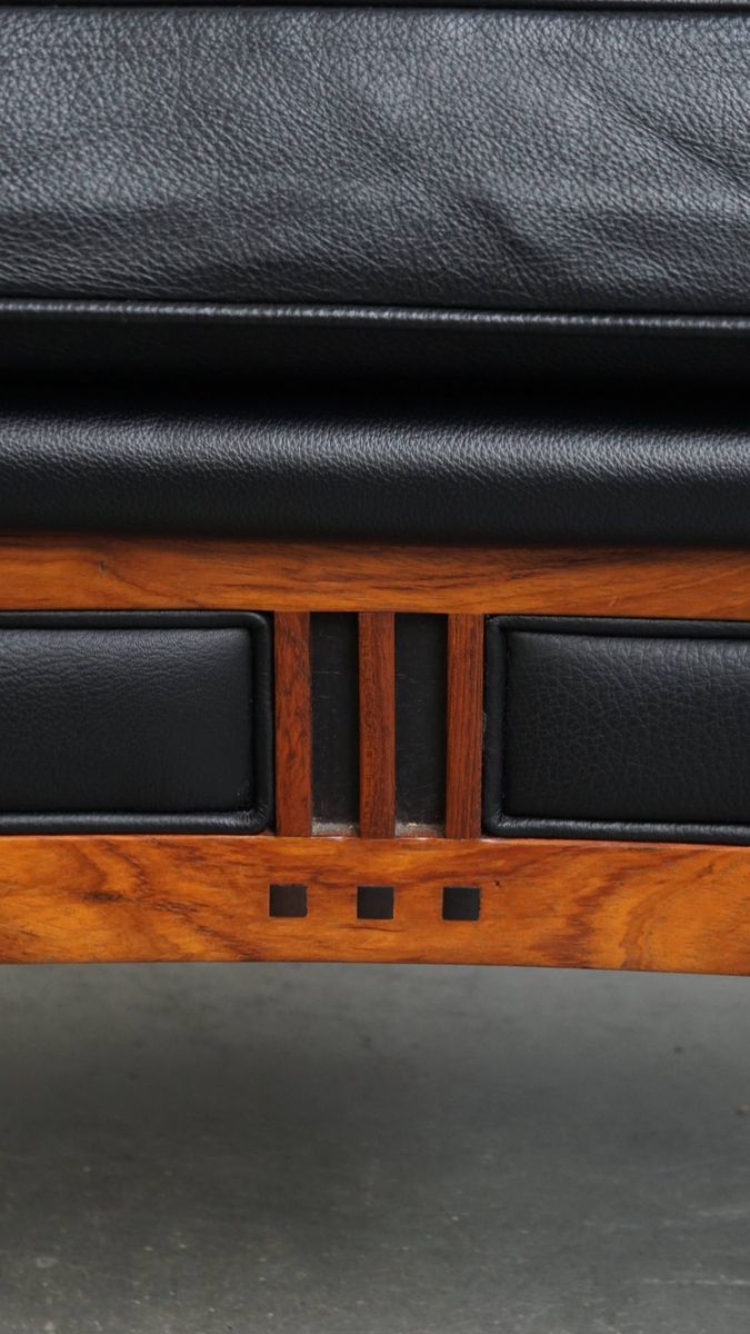 Mooie Zwarte Rundleren En Houten Art Deco Design Fauteuil Van Schuitema Uit De Decoforma Serie image 12