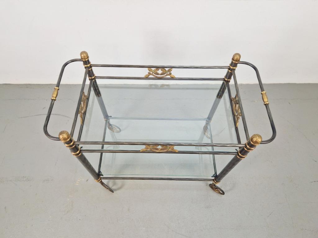Vintage Regency Messing Metaal Bar Cart Drank Trolley Goud image 6