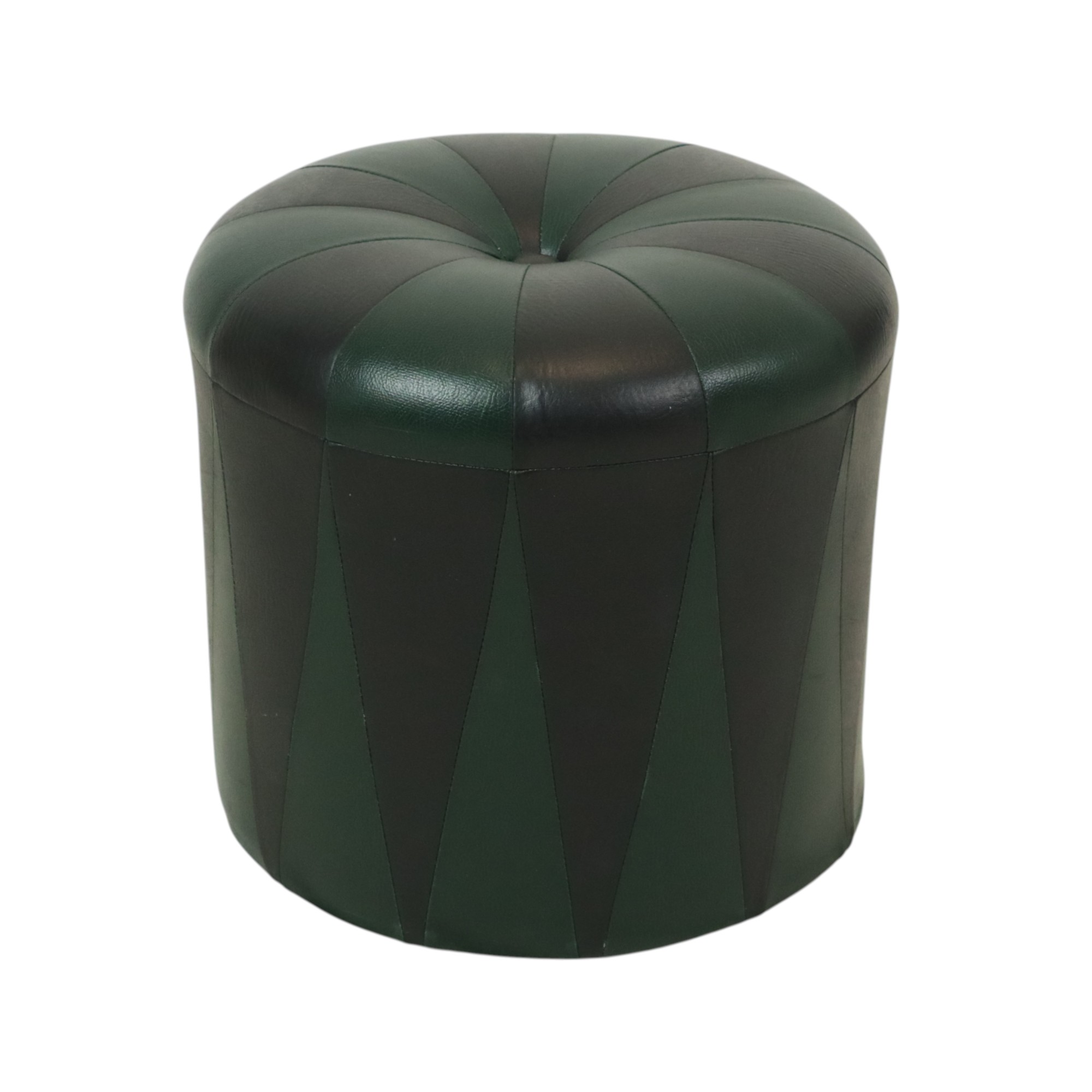Ronde Vintage Groene Zwarte Poef Tweekleurig Skai Sixties image 7