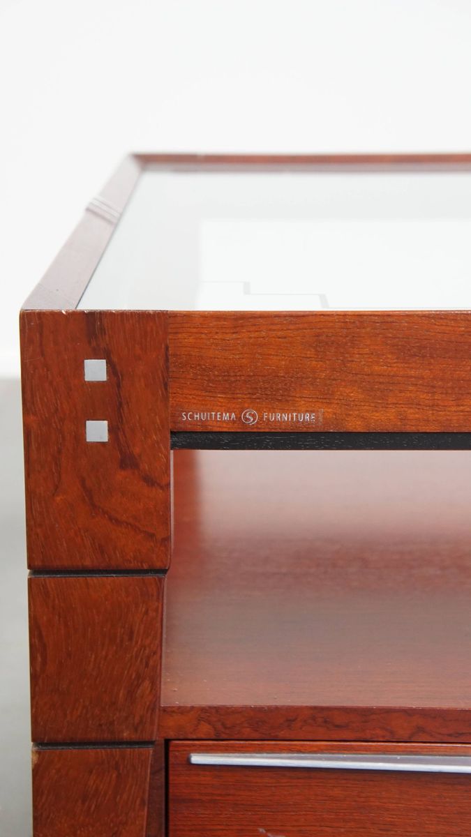 Prachtige Art Deco Salontafel Van Schuitema Uit De Decoforma Serie Met Een Glazen Blad En 4 Lades image 15