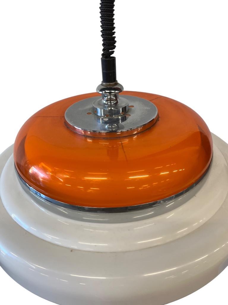 Vintage Witte Oranje Space Age Ufo Hanglamp / Luster image 5