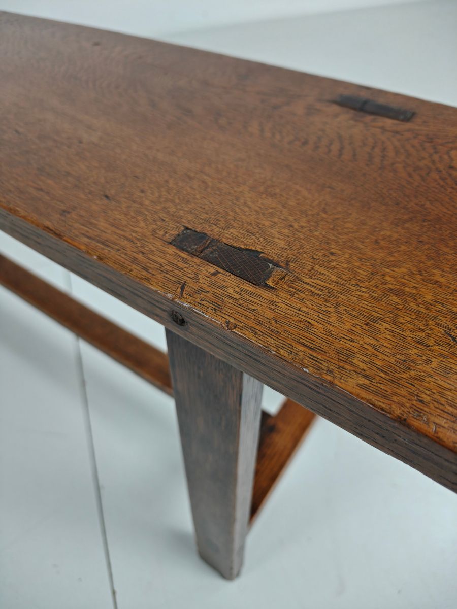 Paar Franse Rustieke Banken Uit De 19e Eeuw - Massief Eiken image 4