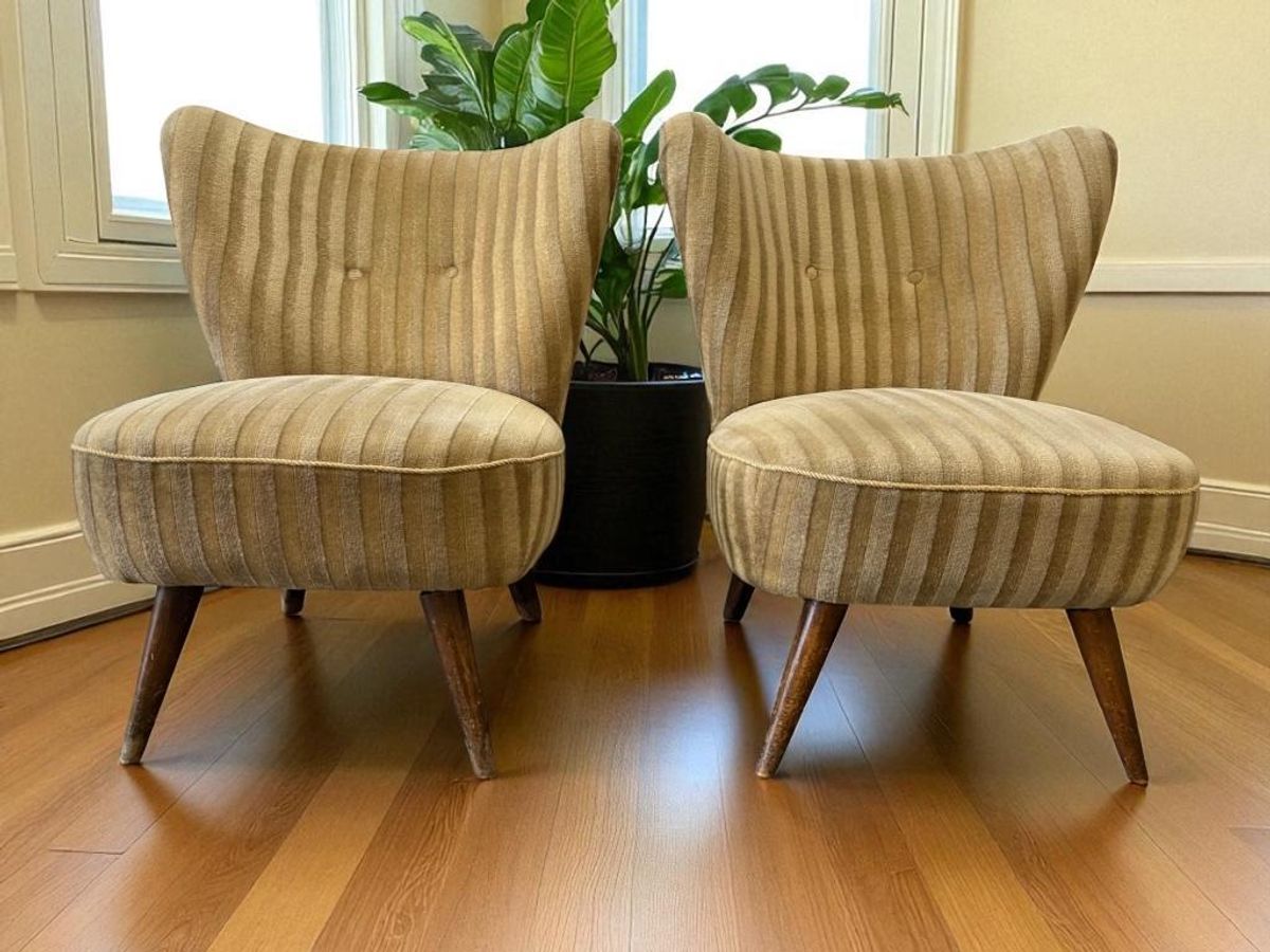 Set Van 2 Vintage Cocktailstoelen / Eenzitjes / Fauteuils image 6