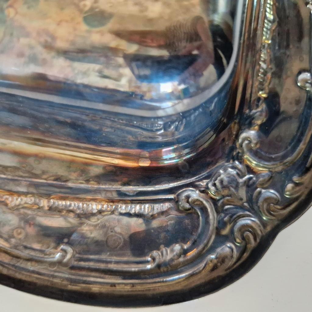 Antieke Serveerschaal Zilverkleurige Schaal Bord image 16