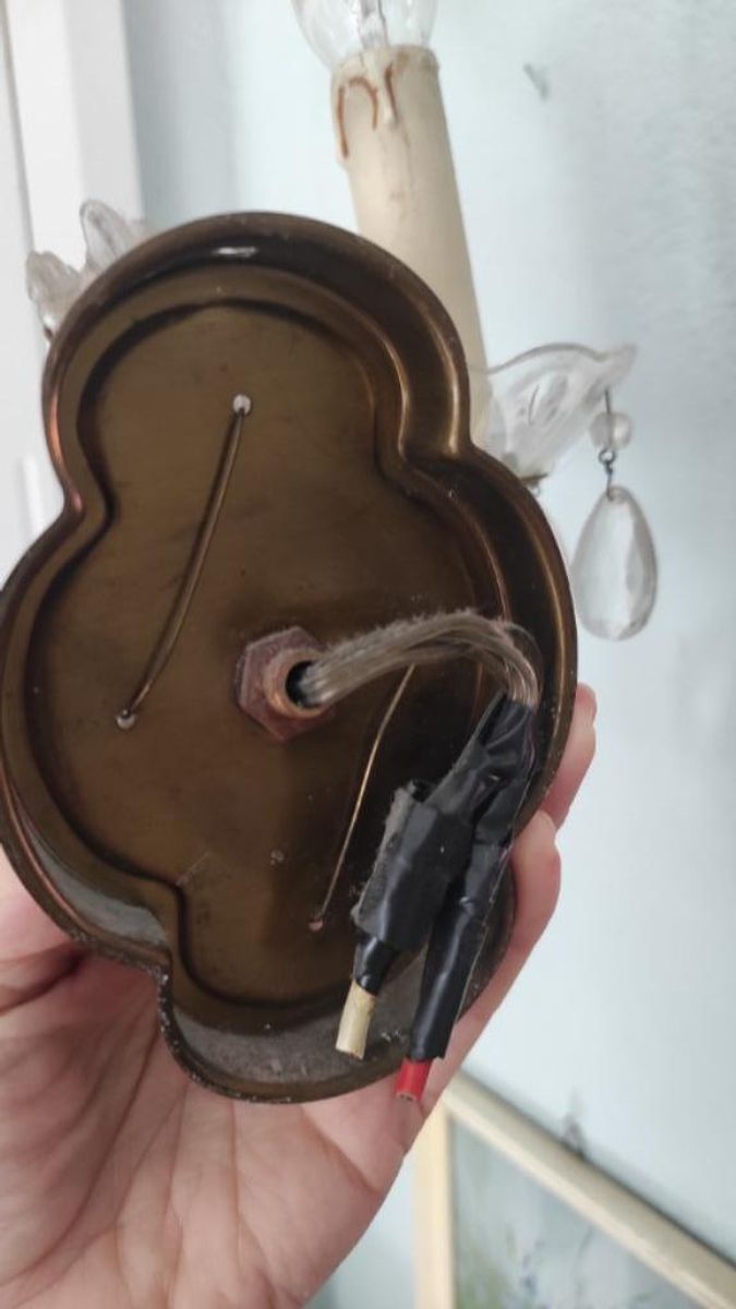 Vintage Brocante Wandlamp Met Glazen Pegels image 14