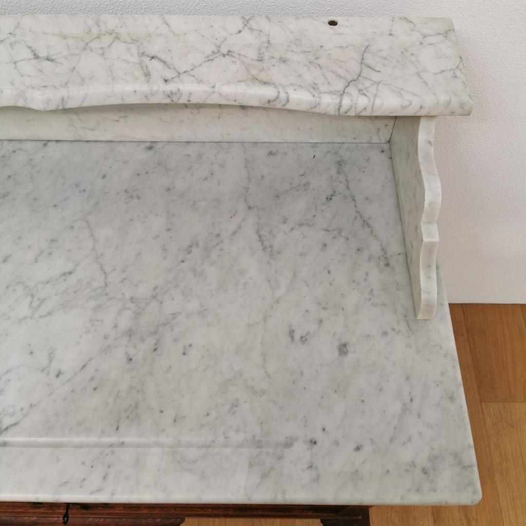 Vintage Antiek Landelijk Frans Dressoir Commode Ladekast Badkamermeubel Met Marmer Blad 906 image 16