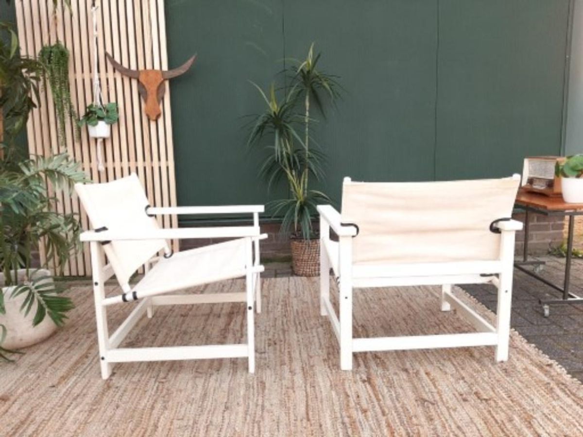 Set 2 Deense Safari Chairs Vintage Design Fauteuil Tuinstoel image 3