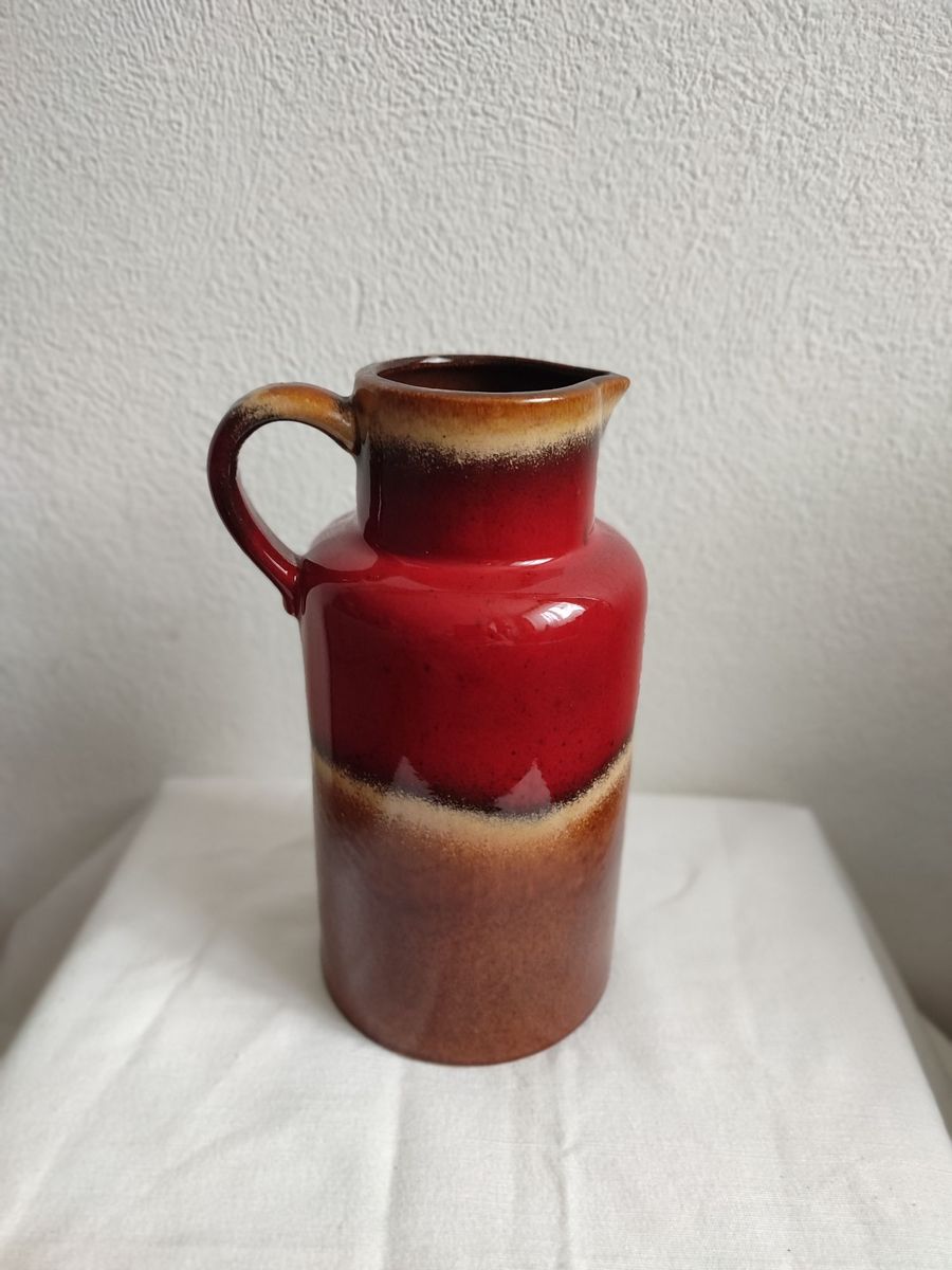 Vintage Scheuring West Germany Vaas Karaf Rood Bruin Lava 447-22 image 11