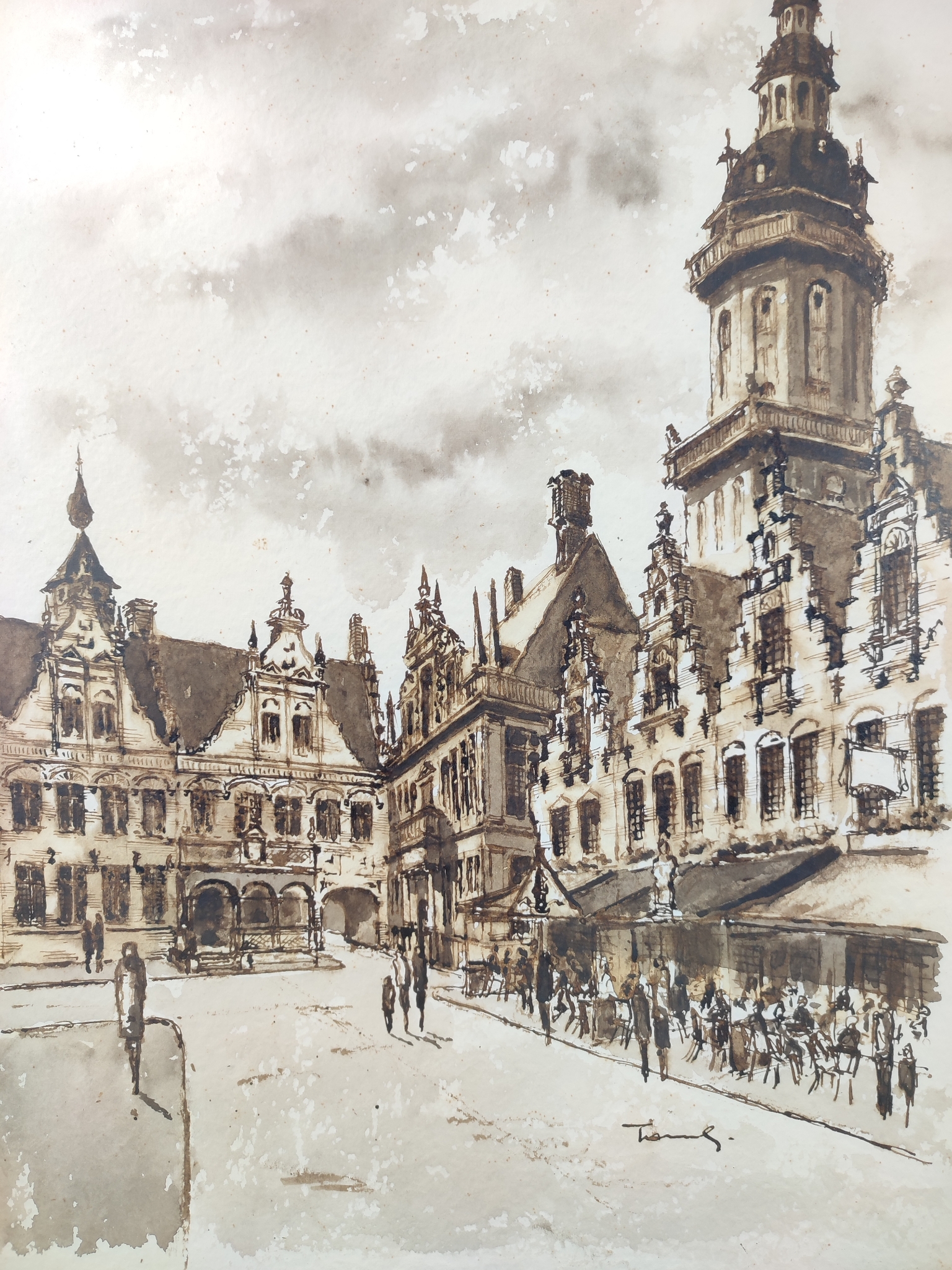 Tombeur - Aquarel - De Markt Van Veurne image 5