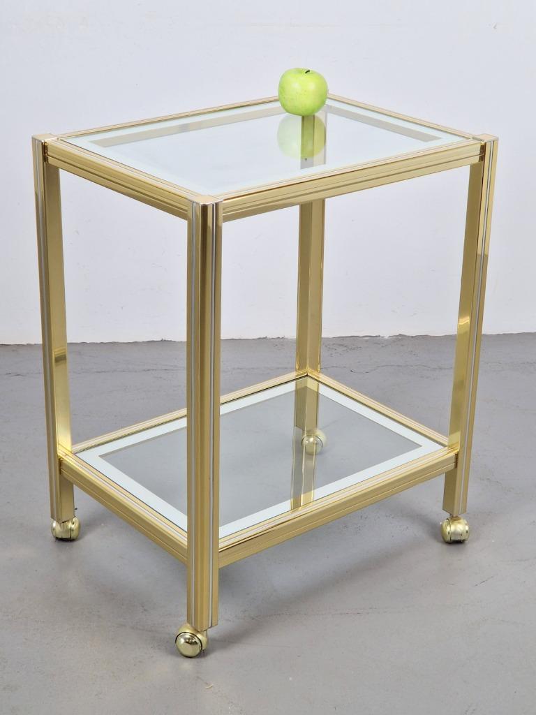 Vintage Bar Cart Trolley Serveerwagen Regency Messing Glas image 9