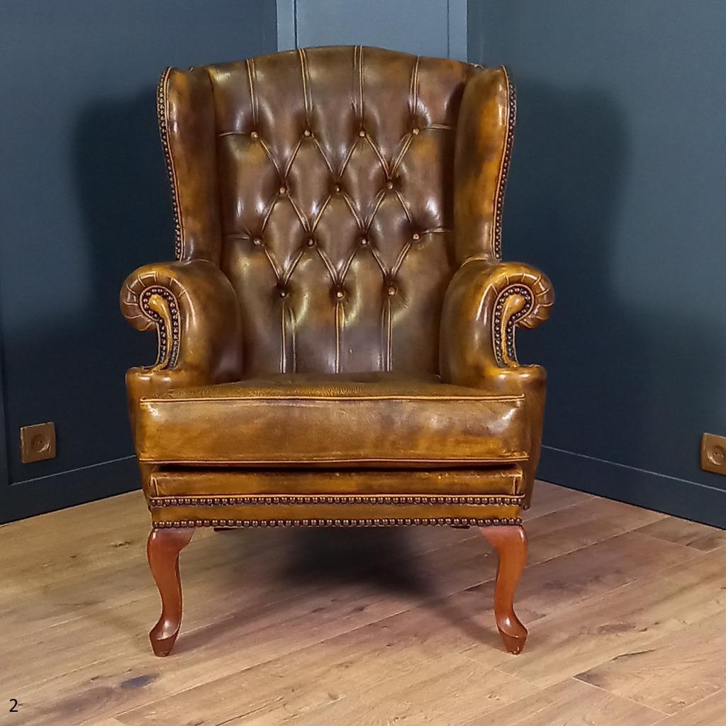 Cognackleurige Chesterfield Wingback Fauteuil (2x) image 15