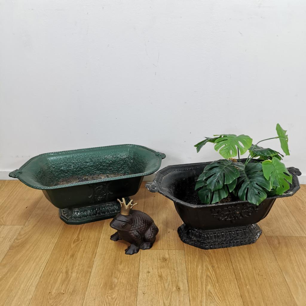 Oude antieke Engelse bloembak met zinken binnenbak - plantenbak Engeland - bloempot - VERKOCHT