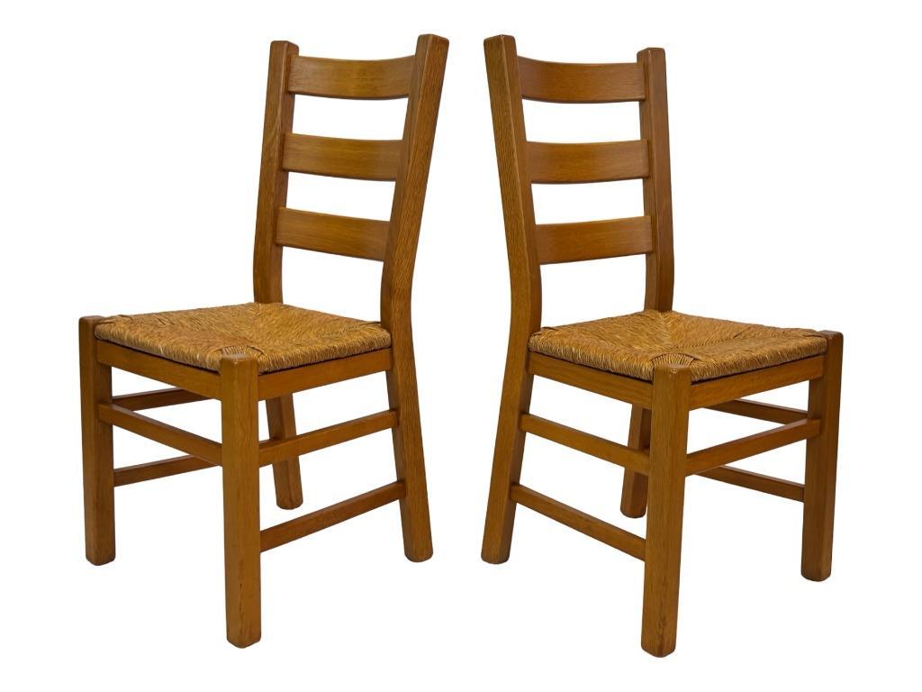 Vintage Set Van 6 Eetkamerstoelen Eiken En Riet Design image 7