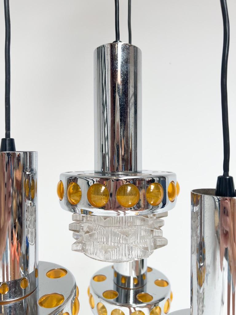 Massive Cascade Kroonluchter Met 4 Lichtpunten, 1970's image 6