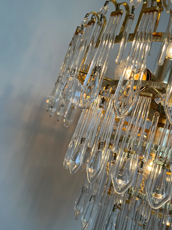 2 Beschikbaar! Vintage Kristallen Murano Geblazen Kroonluchters Hanglampen Art Deco Stijl ! image 4