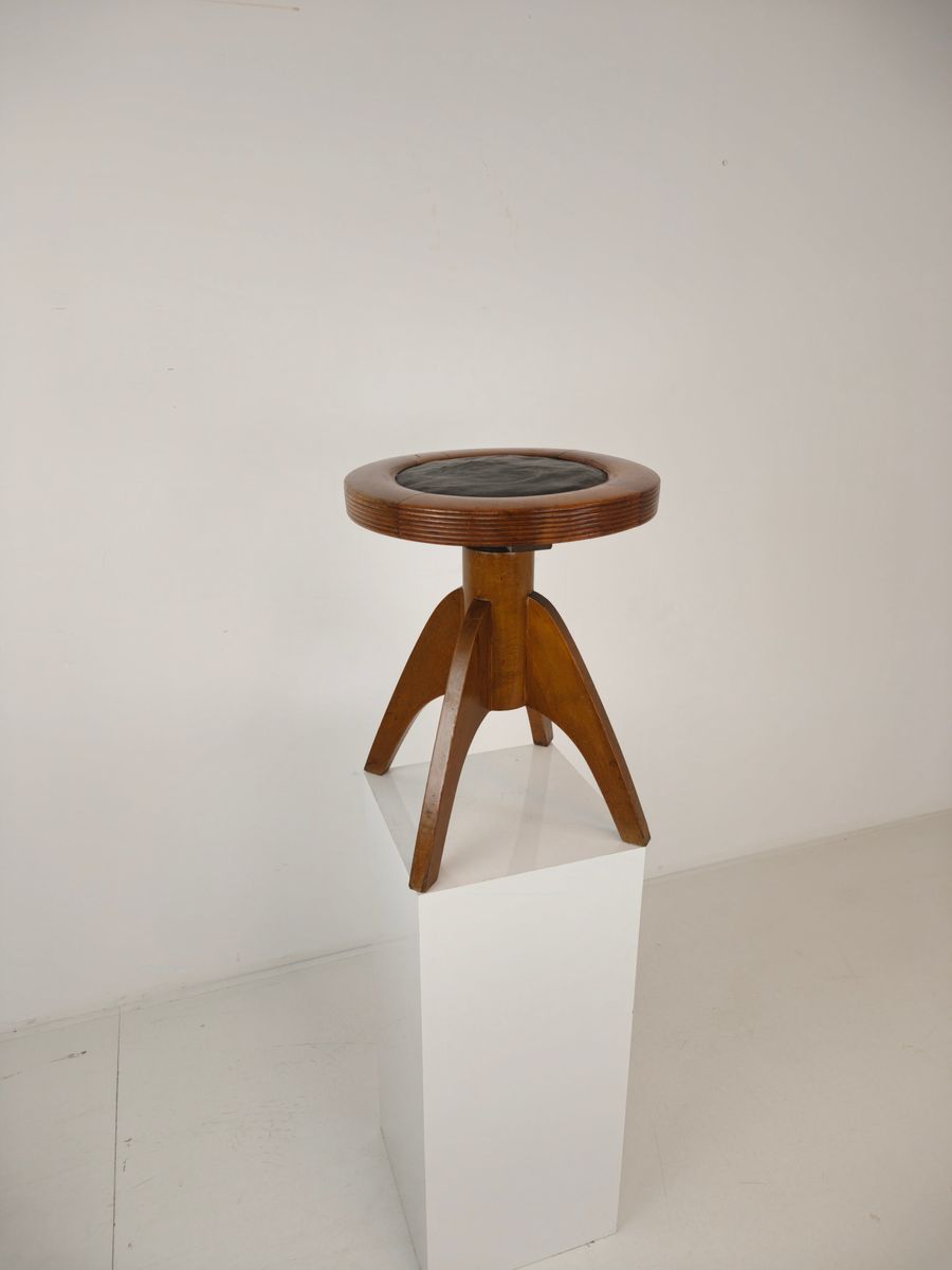 Art Deco Verstelbare Pianokruk Met Leren Zitting – Ca. 1920 image 15