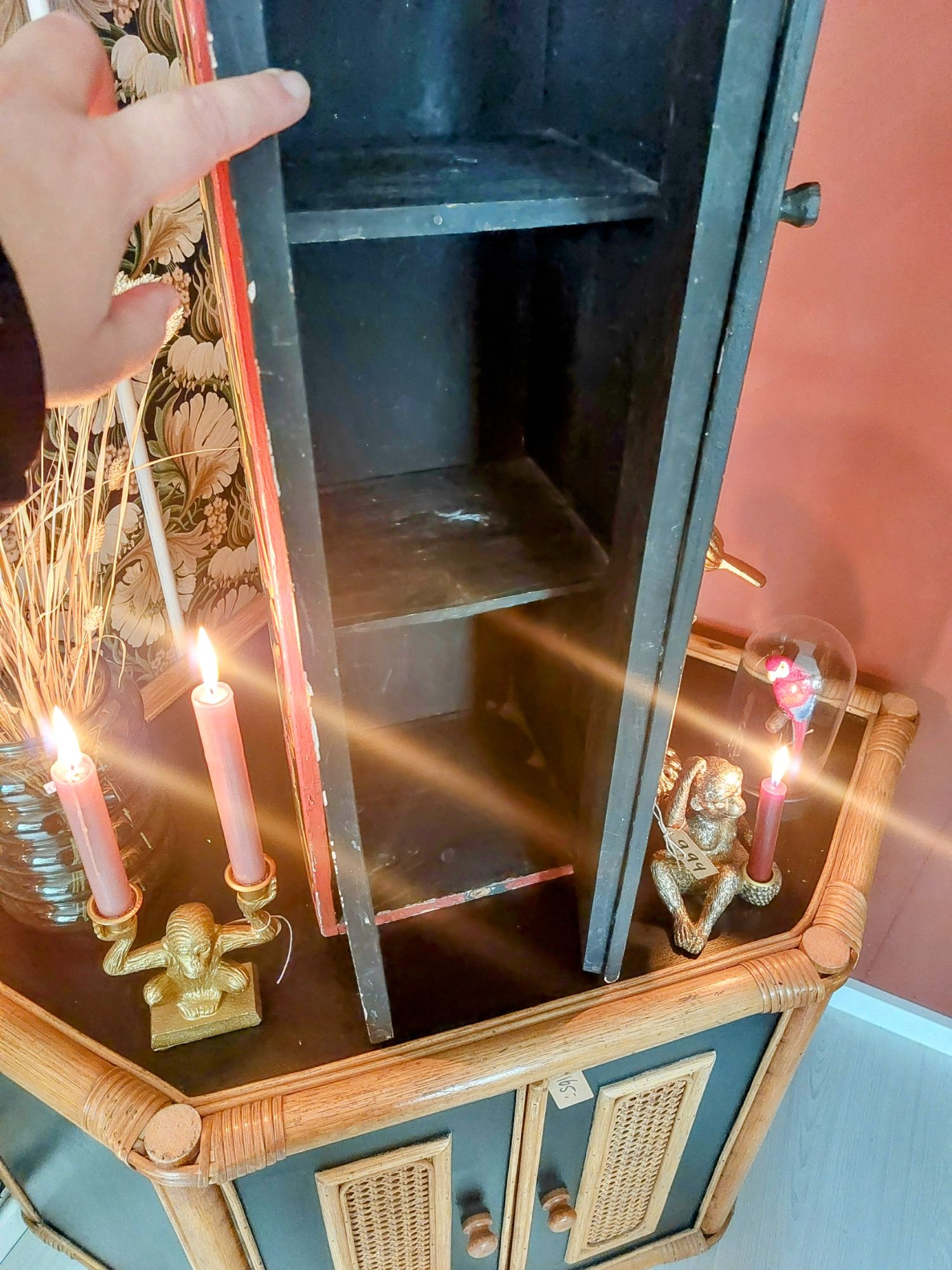 Tibetaans Kastje Houtsnijwerk Handgeschilderd image 11