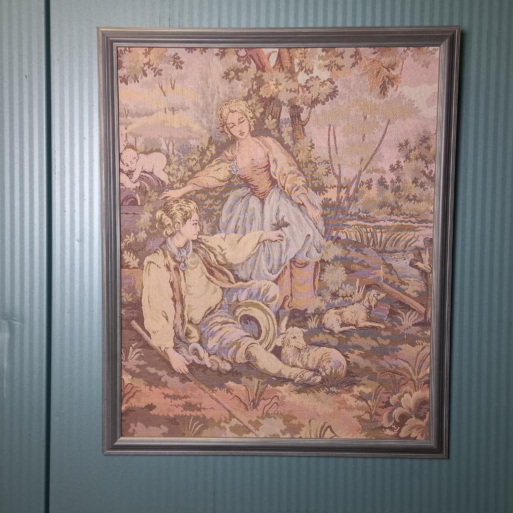 Antieke Italiaanse Gobelin In Houten Lijst image 2