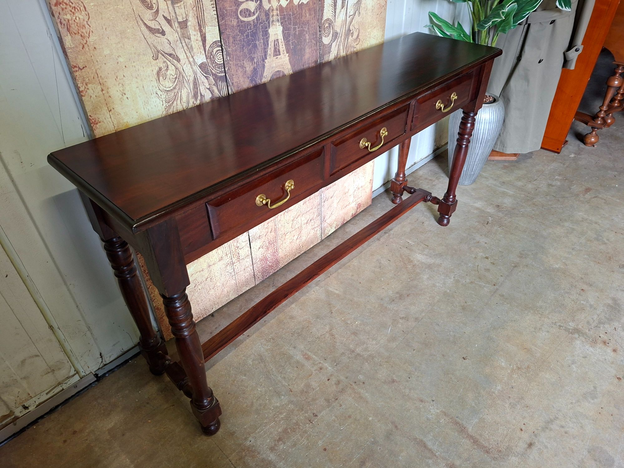 Klassieke Engelse Sidetable, Wandconsole. Haltafel Afm. 142x36cm En 77cm Hoog. image 4