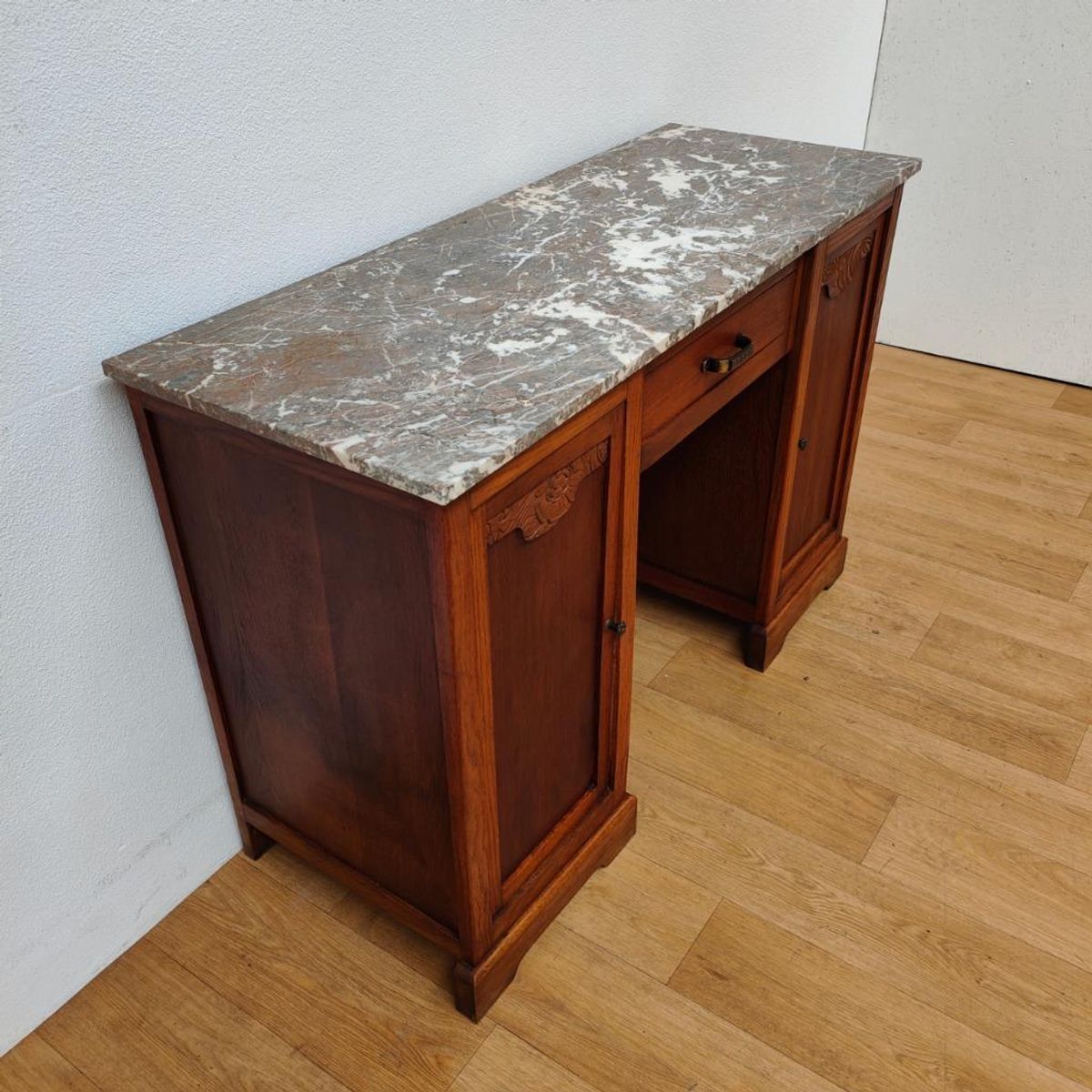 Vintage Antiek Bureau Buro Sidetable Kaptafel Marmer Blad image 8