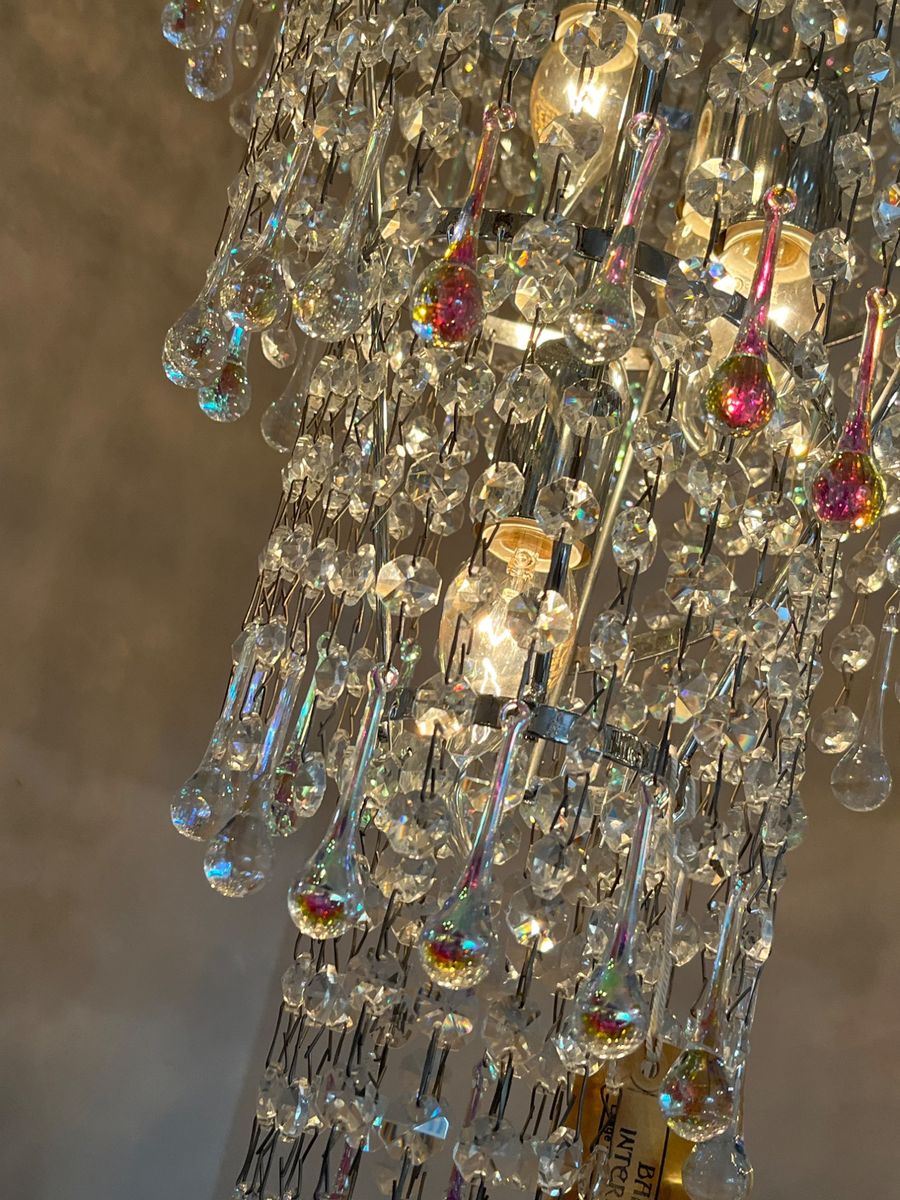 Xxl Vintage Opaline Teardrop Kroonluchter Pegels Kristal Hanglamp image 3
