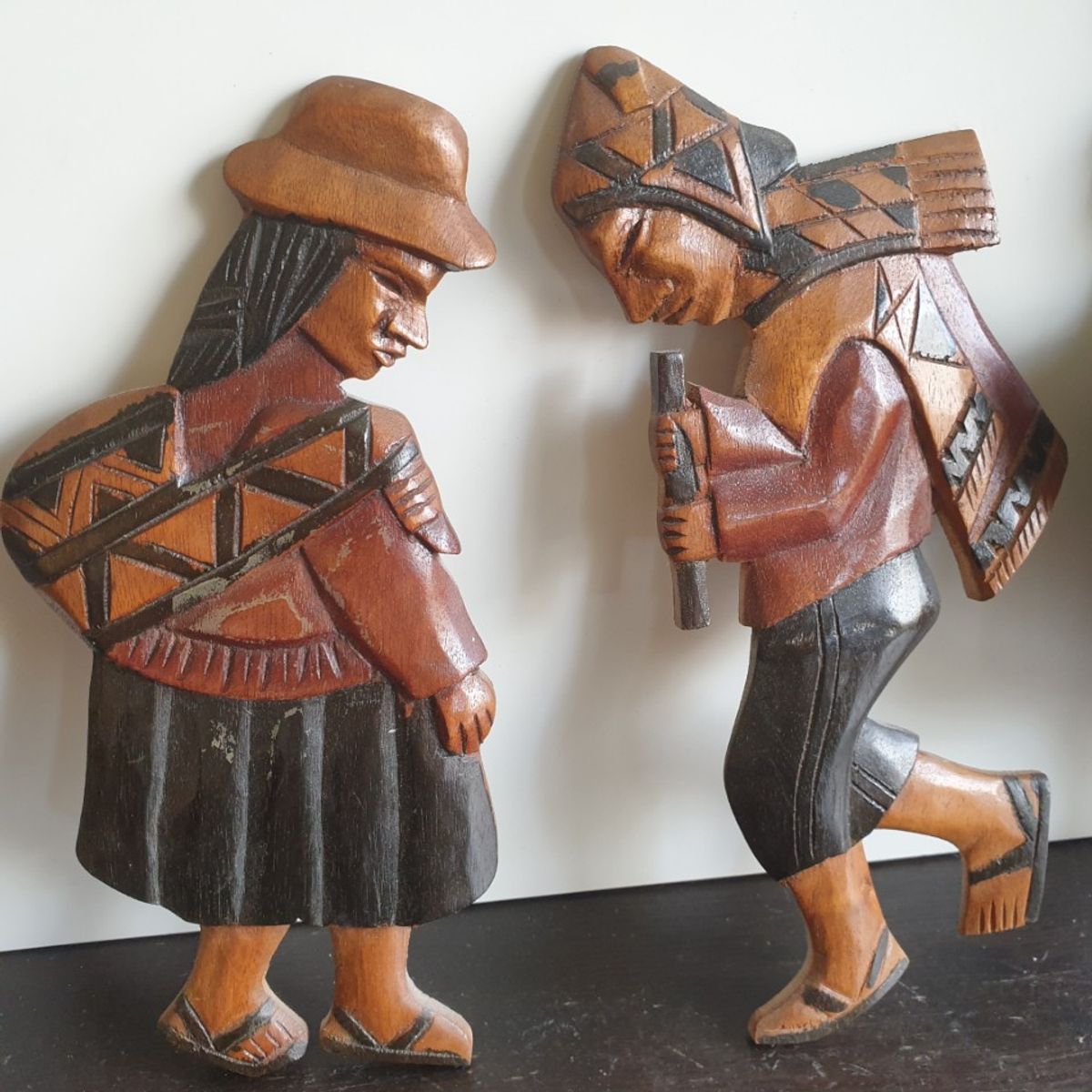 Peruaans Gezin Vintage Houtsnijwerk Muurhangers image 9