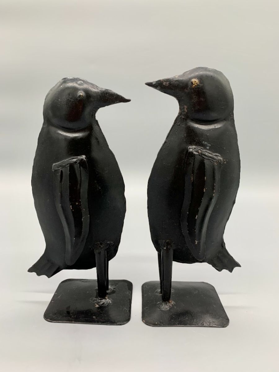 Set Vintage Metalen Pinguïns Zwart Handgemaakt image 13