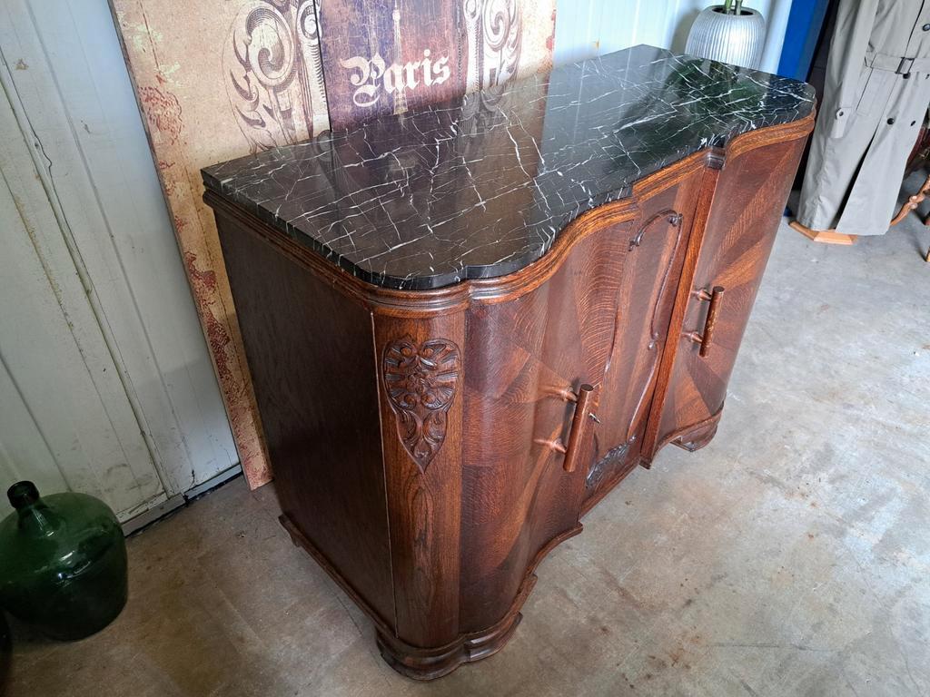 Antiek Dressoir, Wandconsole, Commode Met Marmeren Blad image 5