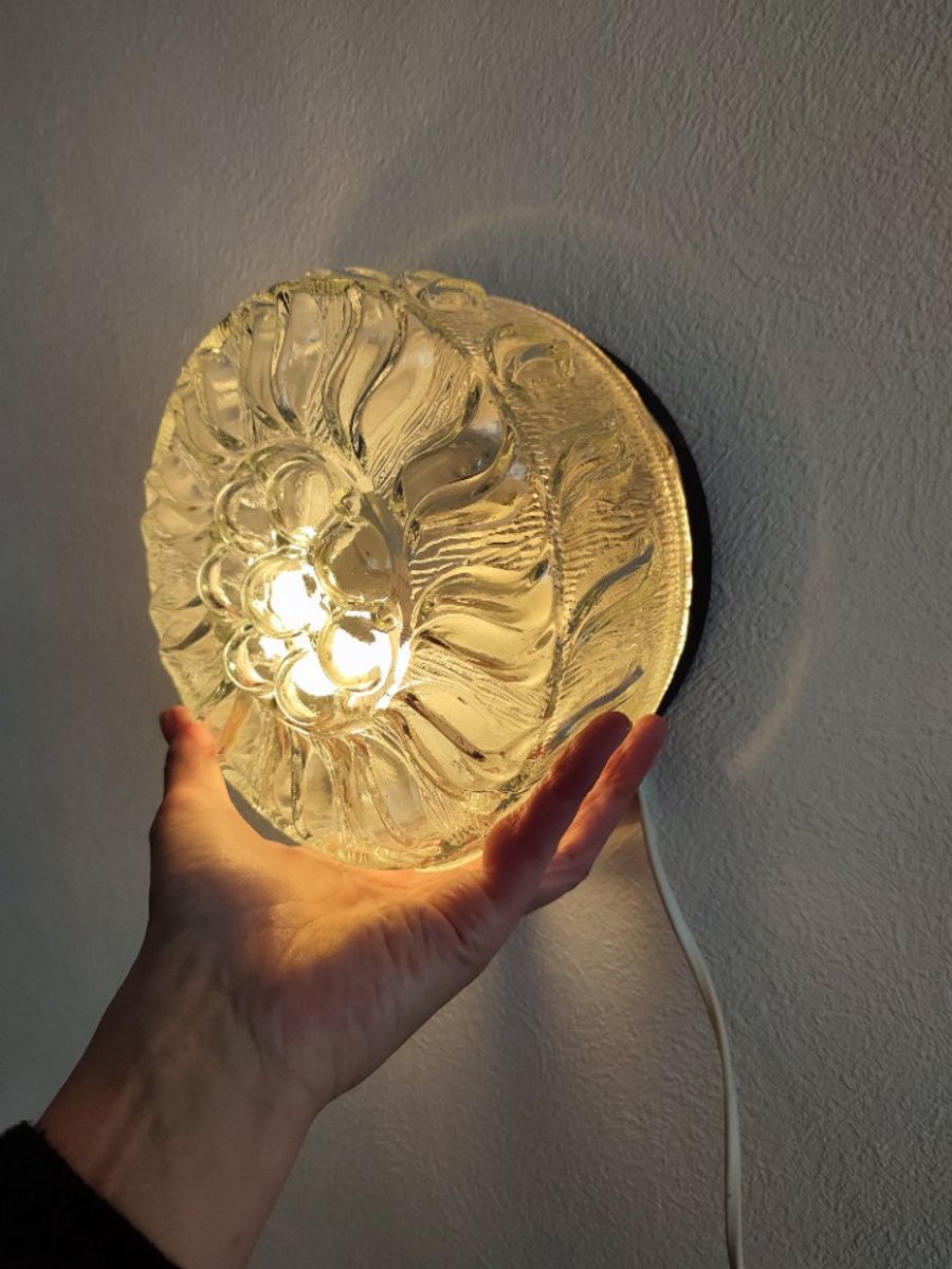 Vintage Plafondlamp Plafonnière Wandlamp Glas Organisch image 8