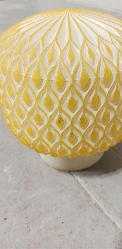 Vintage Glazen Plafondlamp, Wit En Geel image 9