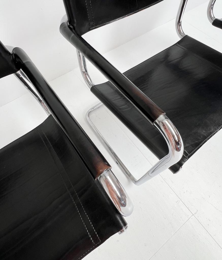 Set Van 4 Lederen Mart Stam S34 Stoelen, 1970's image 6