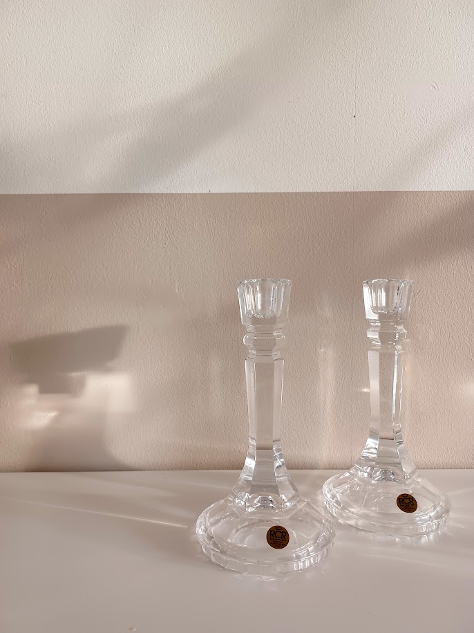 Elegante Italiaanse Vintage Loodkristallen Kaarsenhouders. Rcr Italia. image 3