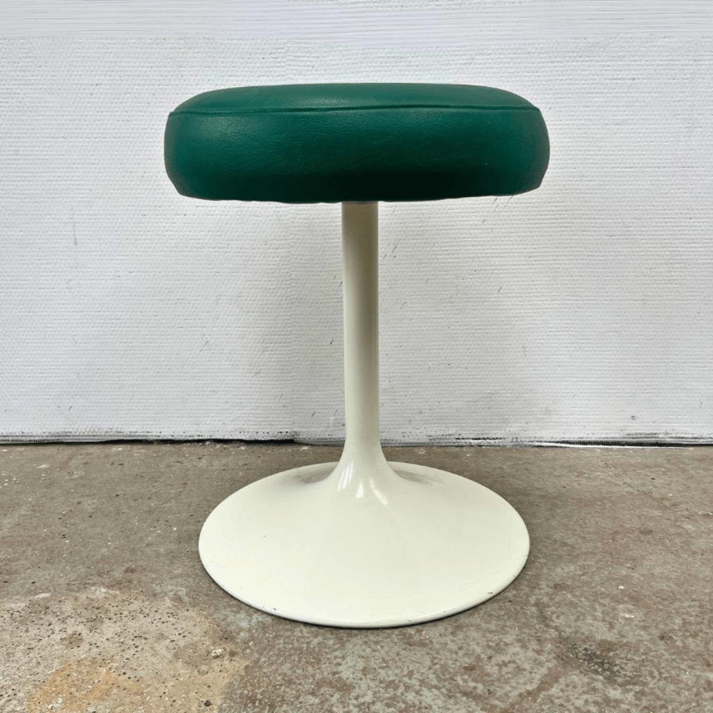 2x Vintage Tulpkrukje Space Age, Voet Wit Skai Zitting Groen image 2