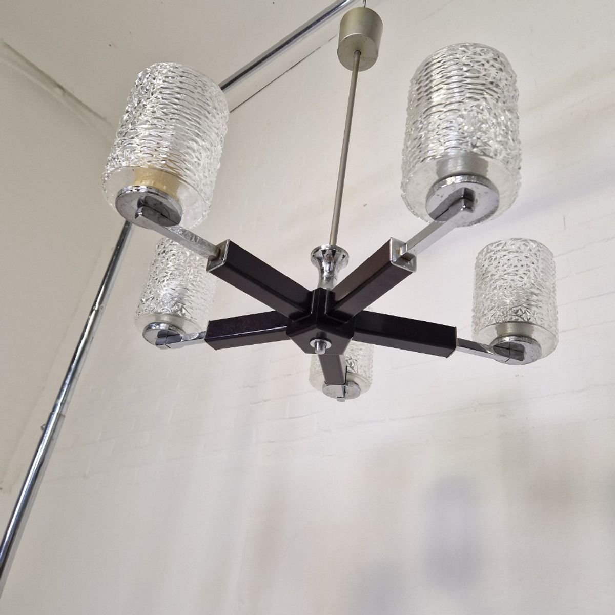 Unieke Vintage Jaren 70 Hanglamp Met 5 Spots image 5