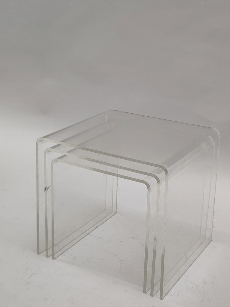 Vintage Set Bijzettafeltjes Plexiglas Nesting Tables Aqryl image 7