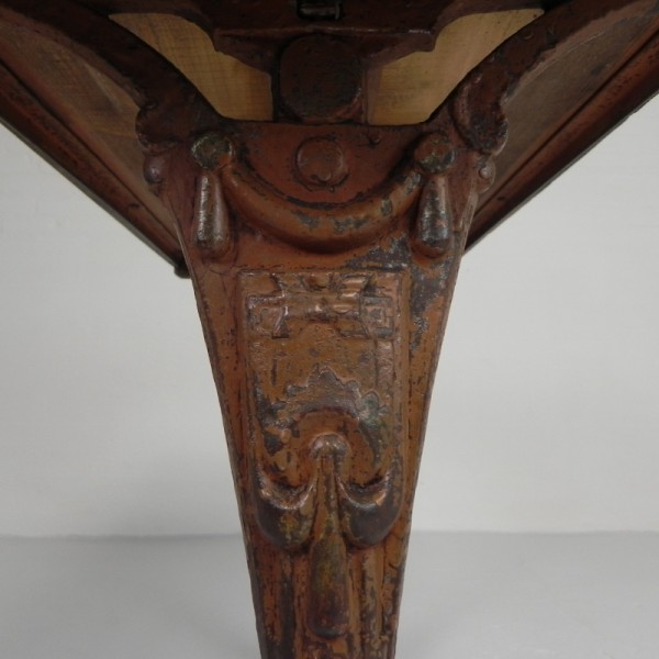 Art Deco Bistrotafel Met Eiken Blad Op Gietijzeren Frame image 23