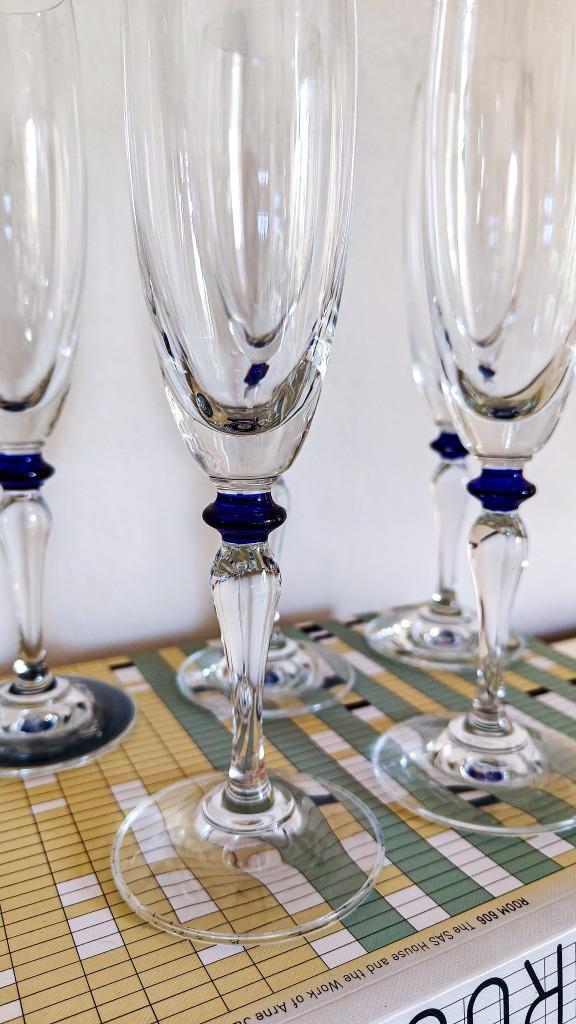 5x Vintage Champagneglas Donkerblauw Bolletje image 5