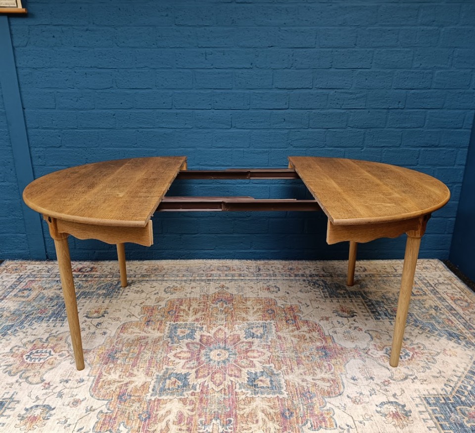Vintage Eiken Ronde Tafel, Deens Design Van Henning Kjaernulf, image 6