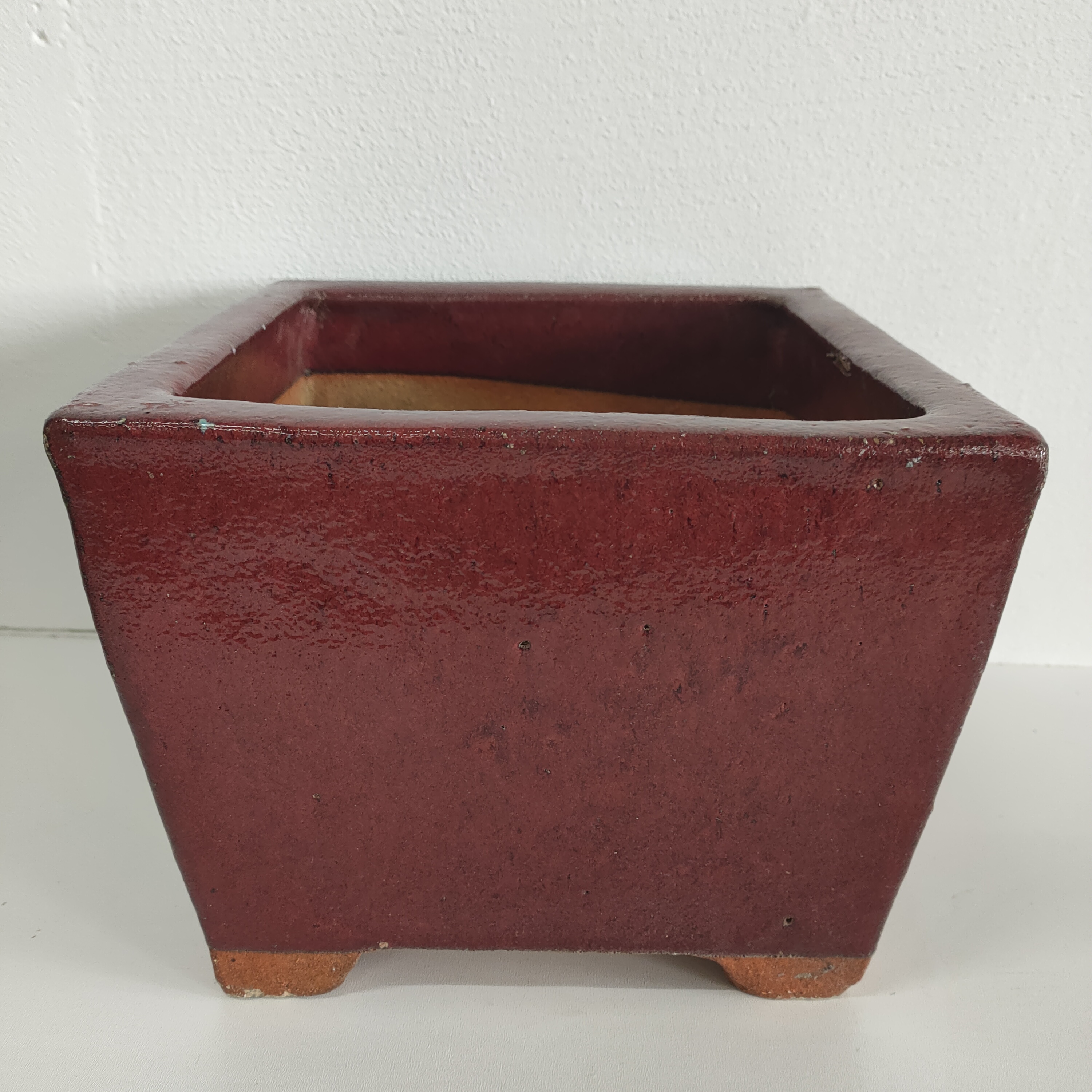 Set Vintage Bloempotten Keramiek Bordeauxrood image 3