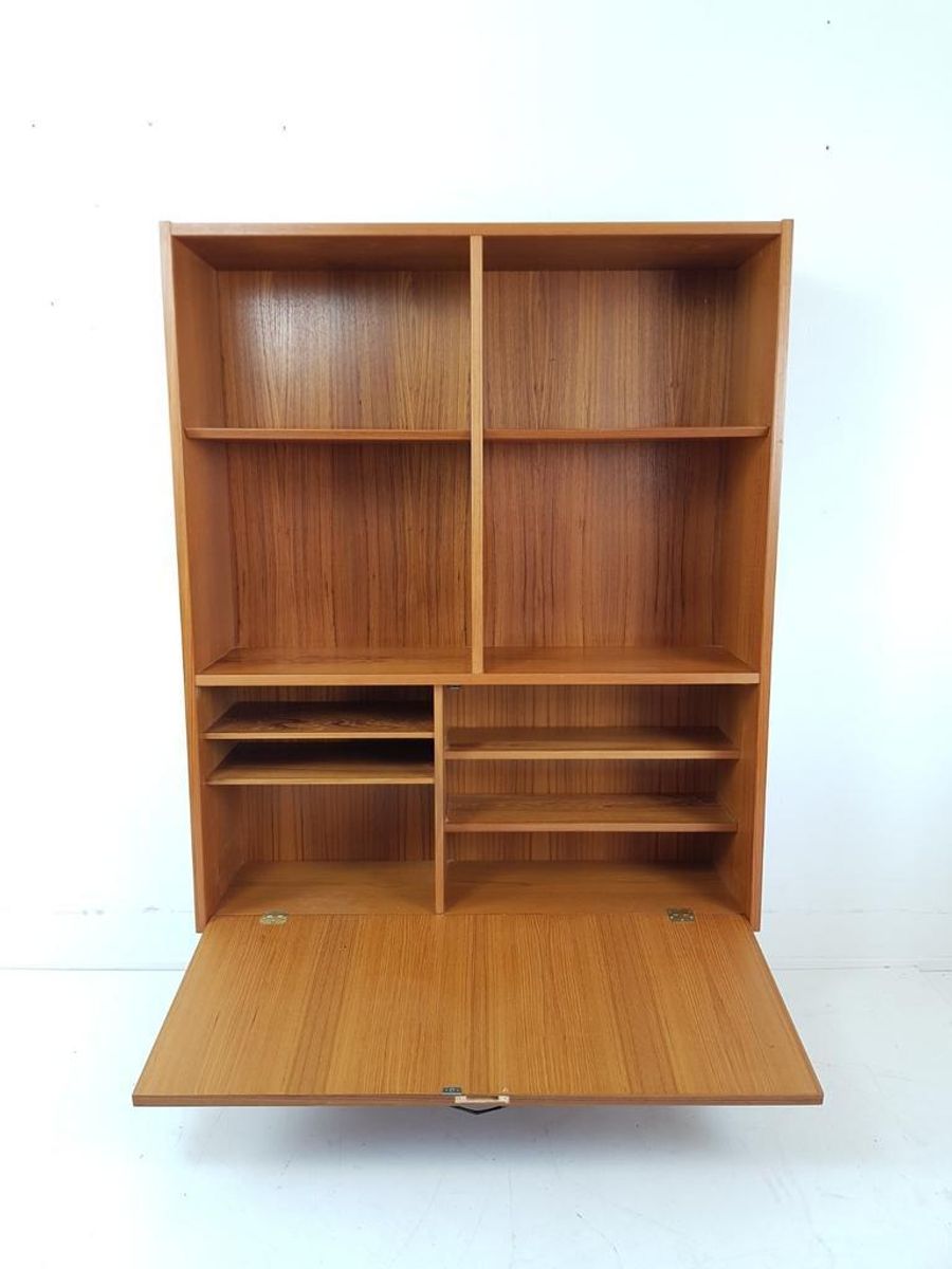 Vintage Deense Boekenkast Met Klep Teak Fineer image 3