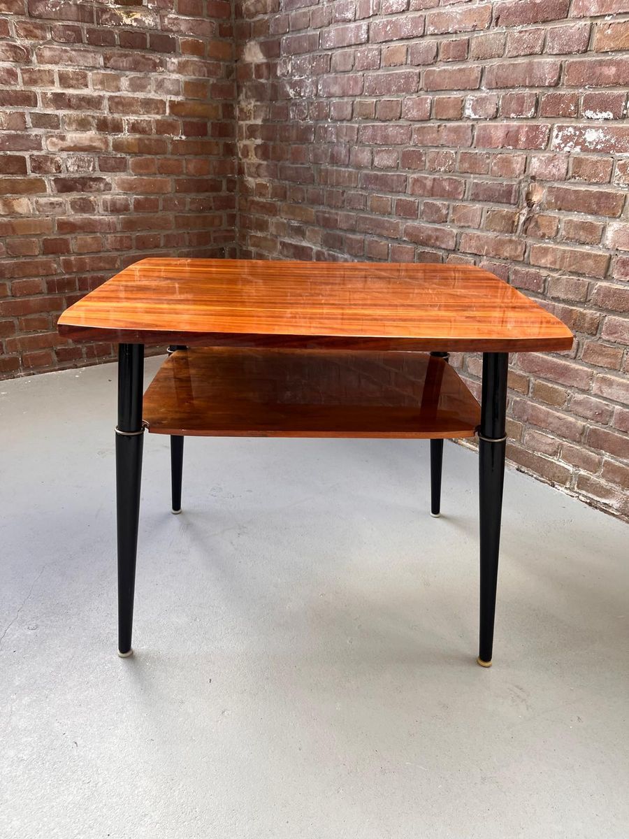 Vintage Hoogglanzende Houten Cocktailtafel, Salontafel Jaren 60, Mid Century Bijzettafel. image 10